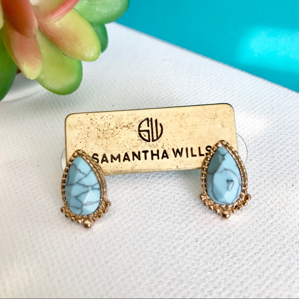 Samantha Wills Stud Earrings Blue Gold